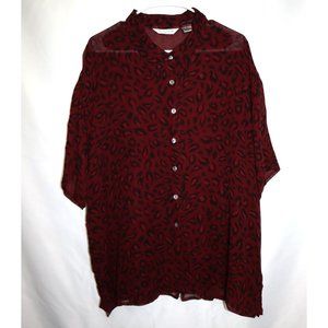 Silk Icon Collection SZ 2X EUC 100% Silk Short Sleeve Animal Print Top